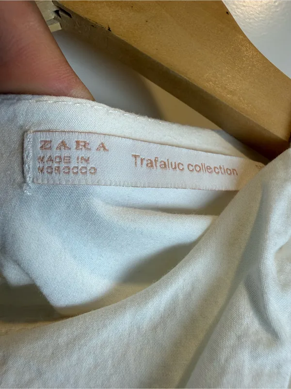 Zara Trafaluc White Cotton Ruffle Long‎ Sleeve Blouse Size Small - Image 7