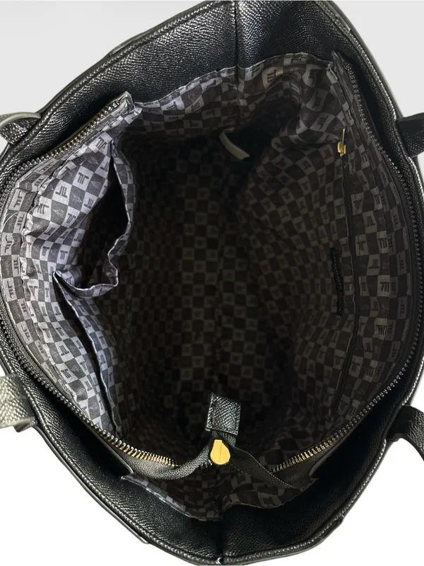 London Fog Black Studded Tote Bag Crossbody Work Laptop Satchel Purse - Image 5