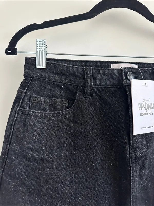 Princess Polly Nickei Denim Mini Skirt Black - Image 3