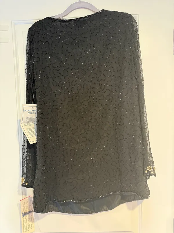 Papell Studio Silk Beaded Mini Cocktail Dress Black Size Small Embellished NWT - Image 9
