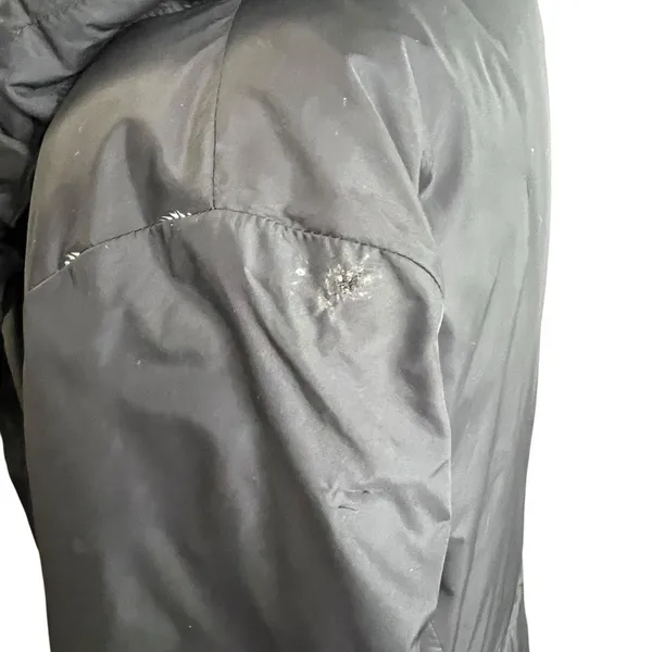 Eileen Fisher Long Down Puffer Coat Eggshell Gray Stand Collar Size L - Image 9