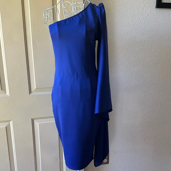 No Comment Chic One-Shoulder Royal Blue Dress - Image 2
