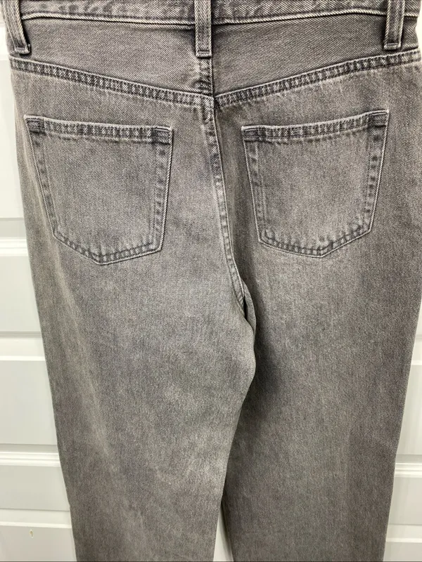 UNIQLO Barrel Silhouette Jeans Wide Leg Denim Gray 24 Low Rise Women 139864 - Image 3