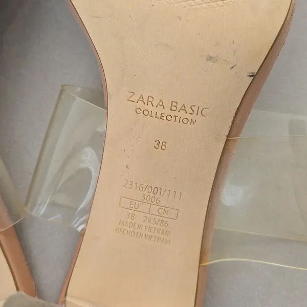 Zara Basoc Collection Clear Nude Heel Sandals Size 38/ 7.5 US - Image 5