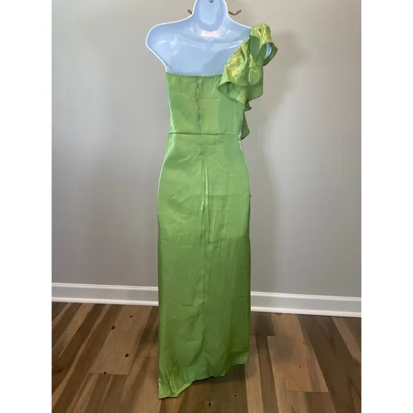 Bella Barnett One‑Shoulder Long Dress Size L Green Shimmer New With Tag - Image 2