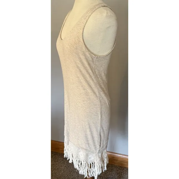 Anthropologie‎ Dolan Dress Sz Small Beige Fringe Tank Lined Boho Fairy Grunge - Image 4