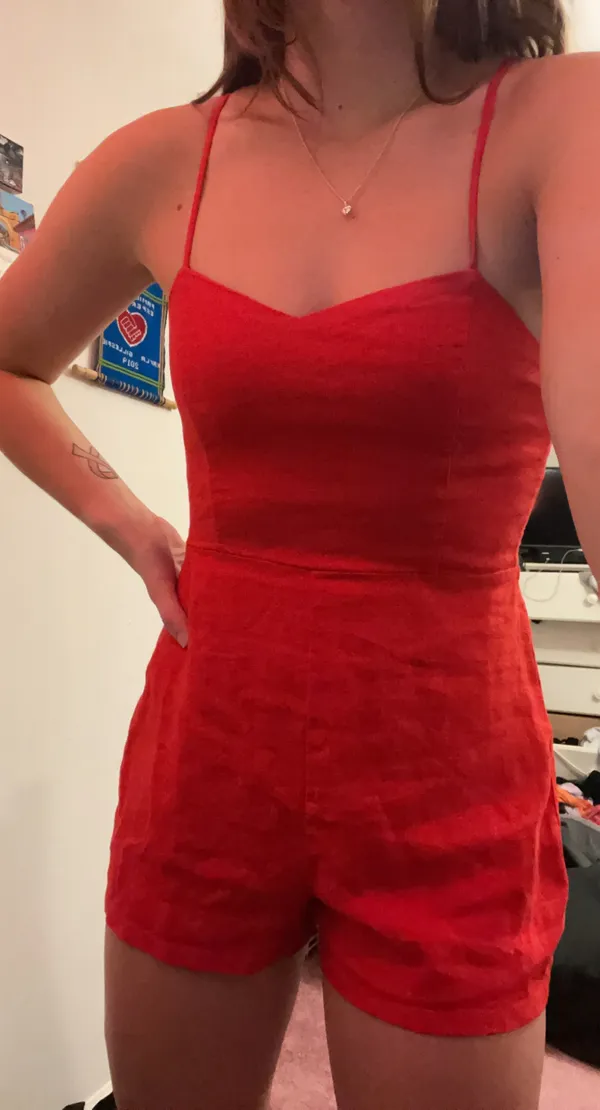 Forever 21 Red Romper Low Cut In Front - Image 2