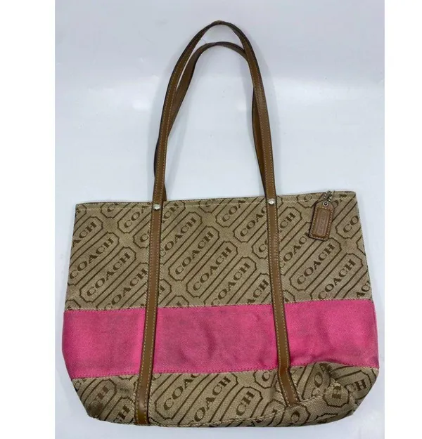 COACH Large Tan Brown Pink Tote Bag Msrp $350 - Image 2
