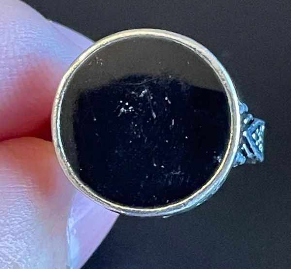 Round black obsidian S925 silver woman ring size 6.5 - Image 5