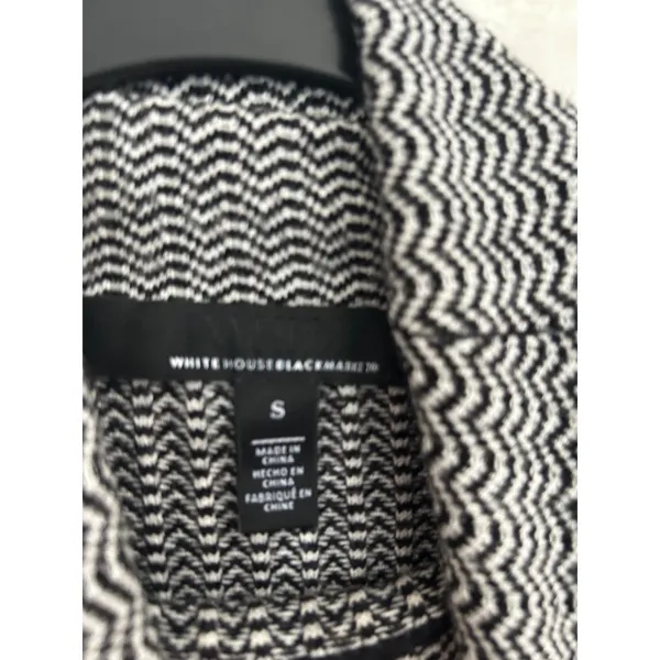 White House Black Market Chevron Knit Turtleneck Short Sleeve Top Black White S‎ - Image 6
