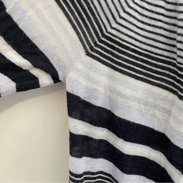 ANN TAYLOR LOFT Striped Fine Knit Open Cardigan Blue / Periwinkle ? Navy Sweater - Image 9