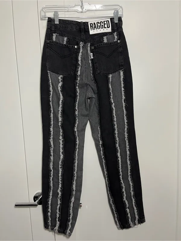 Ragged Size 26 Black Grey Distressed Patchwork Jeans Gray - Image 6