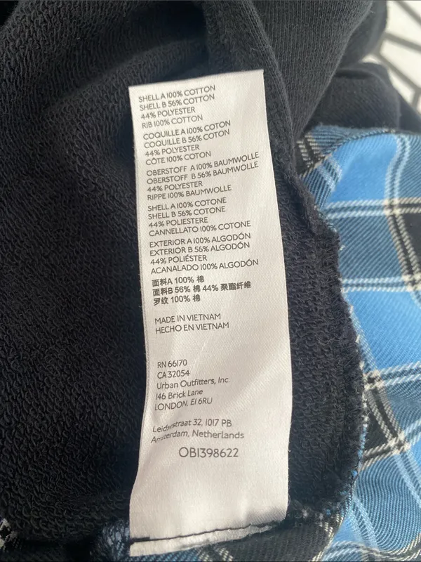 Anthropologie Pilcro Crew Neck Sweatshirt Tartan Swing Back Top Black Blue LARGE - Image 4