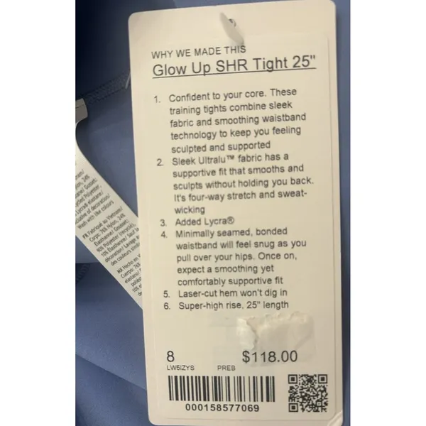 Lululemon Glow Up SHR Tight 25" Prep Blue Women's Size 8 Leggings Run Lift NEW - Image 4