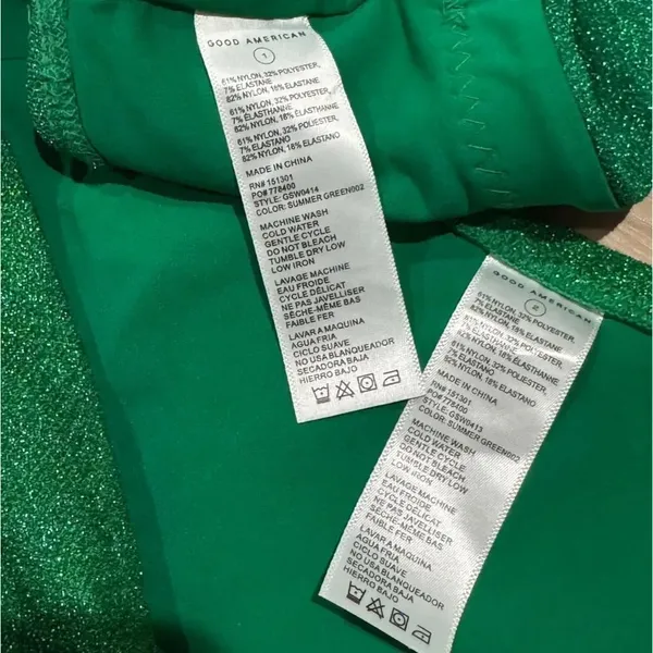 Good American Summer Green Metallic Band Bikini High Waisted Women’s XS 1/2 - Image 3