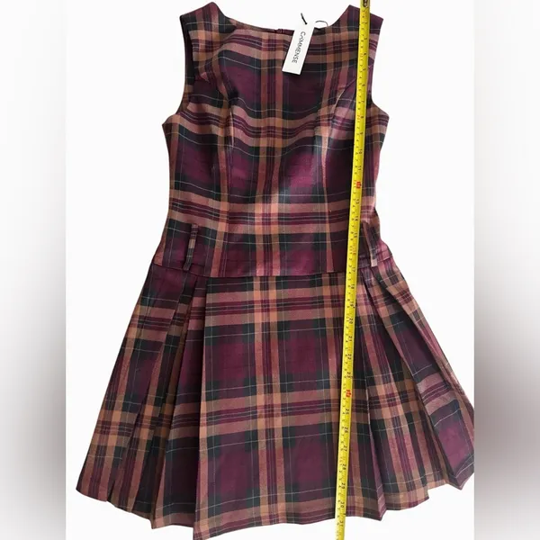 Commense Plaid Mini Dress in Burgundy multicolor - Image 8