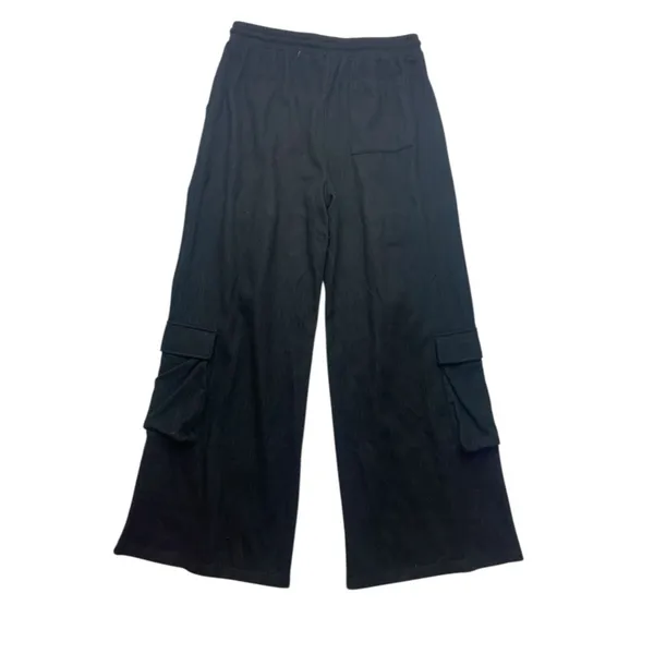 Halara size tall large new Black Wide Leg Cargo Pants velour Ribbed casual relax - Image 12
