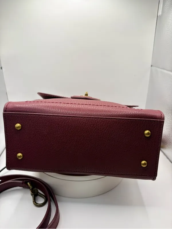 Lauren Ralph Lauren Burgundy Top-Handle Satchel with Gold Hardware - Image 12