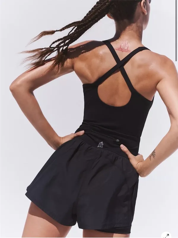 Free People FP Movement Women’s Righteous Runsie Black Racerback Shorts Romper M - Image 6