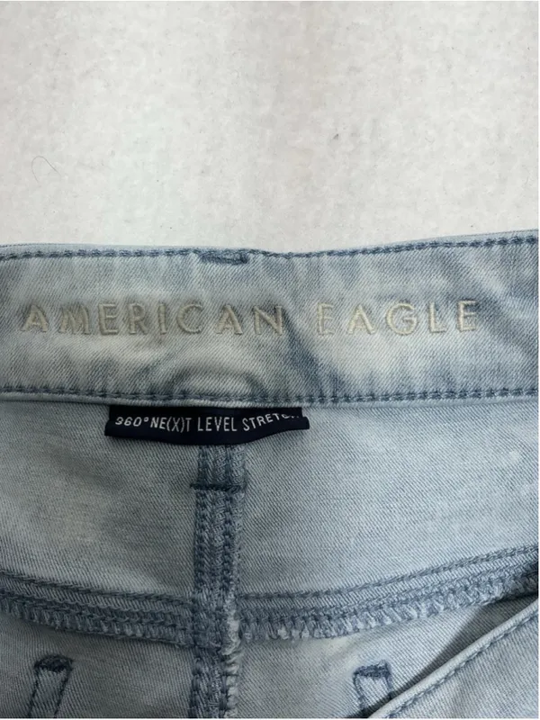 Womans Excellent American Eagle Jegging Stretch Distressed Blue Jeans Size 10 - Image 4