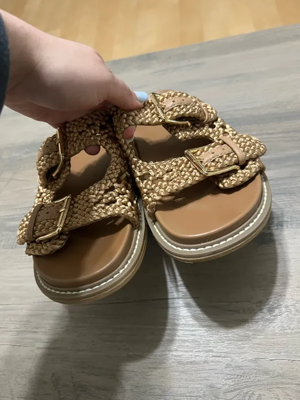 Joie Woman’s Gold Braided Buckle Summer Slide on Sandals Size 7.5M - Image 4