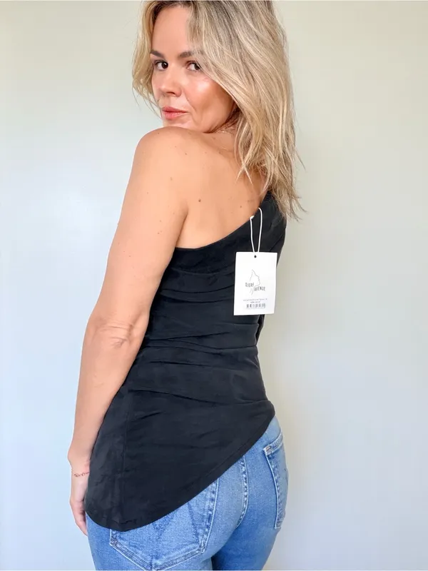 New Djerf Avenue Midnight One Shoulder Top Ash - Image 6