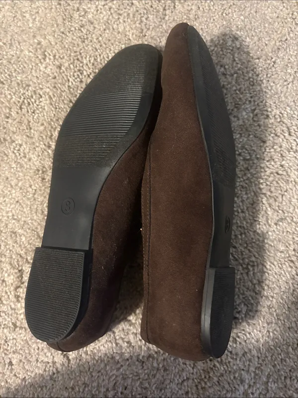 Ardene Dark Brown Suede Slip-On Ballet Flats - Image 4