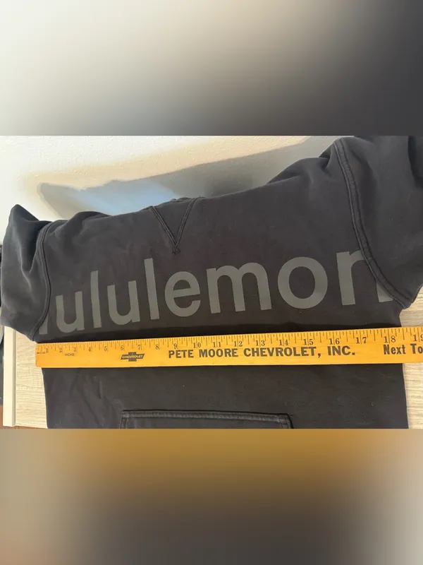 Lululemon All Yours Hoodie Graphic Black Tonal Logo Pullover Sweatshirt Size 4 - Image 9