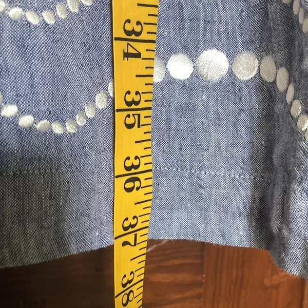 BODEN 100% Linen Chambray Blue White Embroidered Sleeveless Dress Size 14 - Image 7