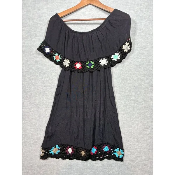 Beach By Exist Dress‎ CoverUp Sz S Off-Shoulder Crochet Granny Square - Image 5