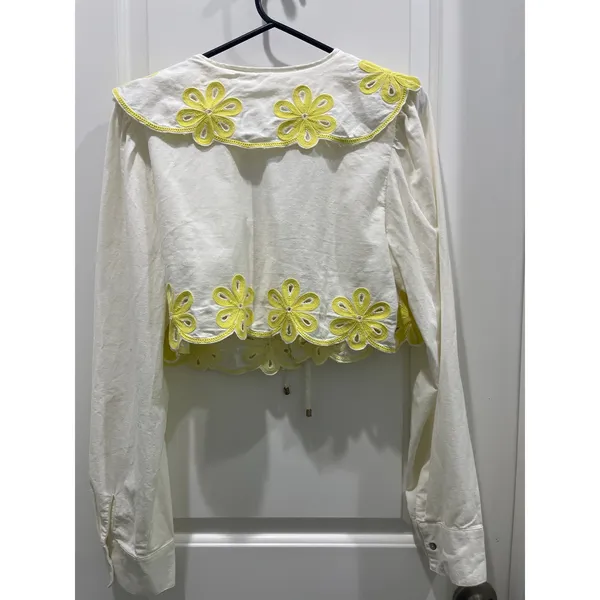 Free People Amina Boho Cropped Blouse Sz M - Image 10