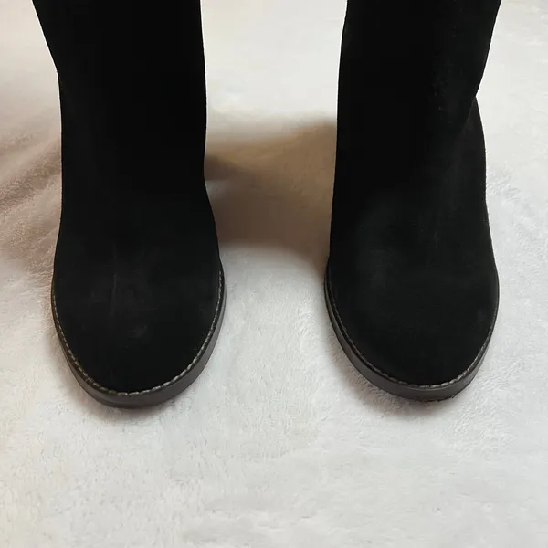 Crevo Atty Knee High Tall Boot Black Suede Stacked Heel Size 7.5 Minimalist Boho - Image 6
