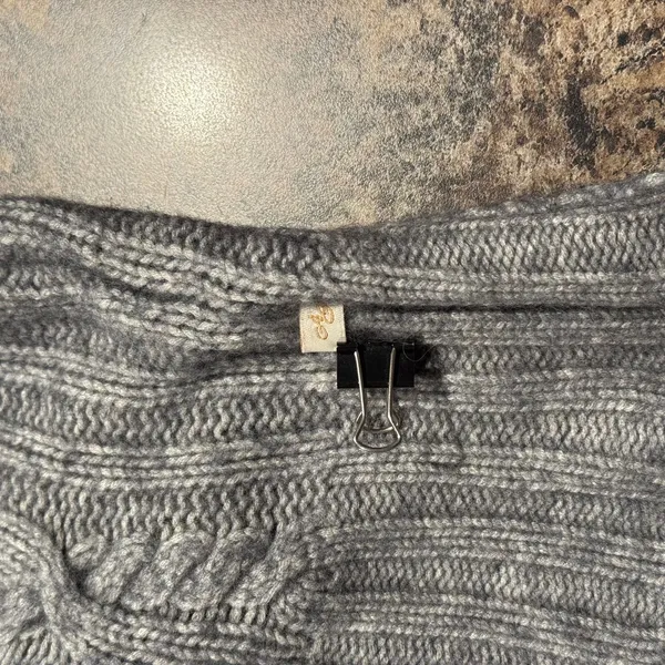 Abercrombie Sweater Wool Angora Cable Knit Turtleneck Y2K Preppy Gray Medium - Image 6