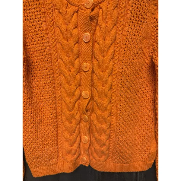 Vintage Liz Claiborne Vibrant Orange Cable Knit Button Front 90s Y2K SZ M Retro - Image 4