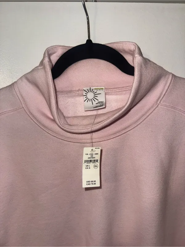 OFFLINE by Aerie Cloud Fleece Oversized Mockneck Sweatshirt - Light Pink - Image 7