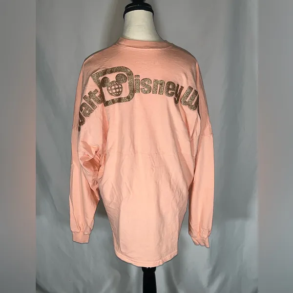 Walt Disney World Spirit Jersey Peach w/ Gold Glitter Long Sleeve - Image 5