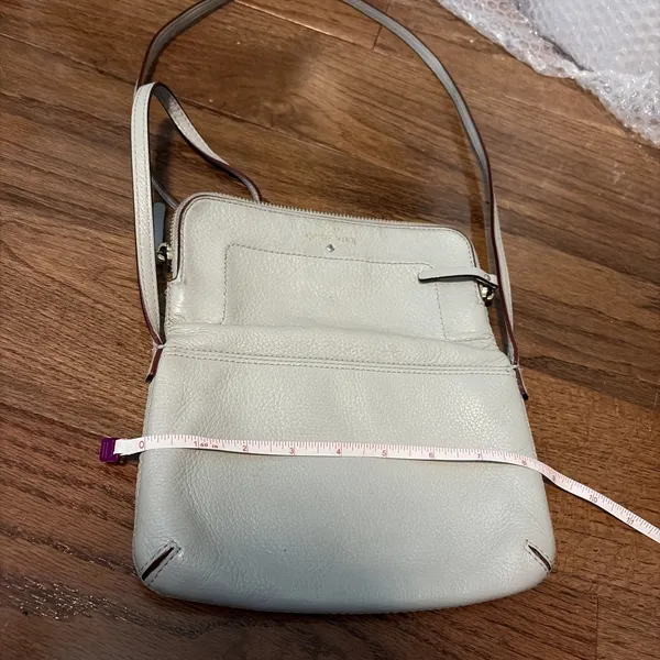 Kate‎ Spade Crossbody Bag Pebbled Leather Gray Zipper Flap Small Preppy Chic - Image 13