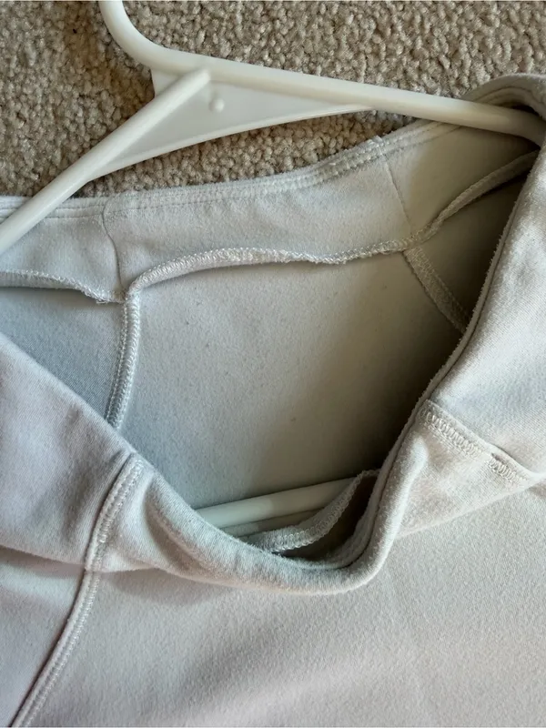 Lululemon‎ White Fleece Pullover Sweatshirt Zip Pockets Size 12 - Image 7
