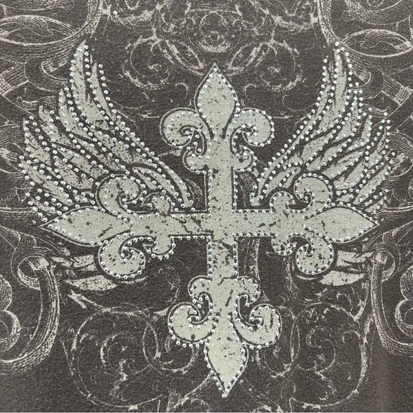 Katydid Long Sleeve cross wings studded rhinestones affliction style Read desc. - Image 10