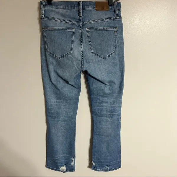 Madewell‎ Cali Demi Boot Jeans Distressed Hem Size 26 Button Fly Stretchy - Image 13