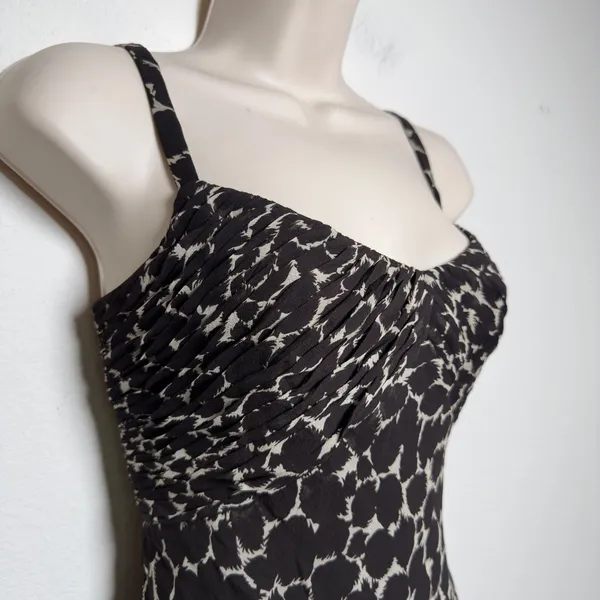 VTG 90s Women 100% SILK Fairy Babydoll Mini Dress 6 Whimsigoth Brown Indie - Image 2