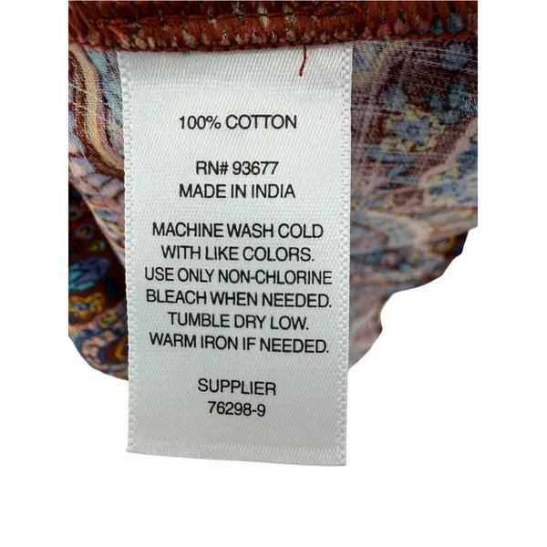 ANA A NEW APPROACH Paisley Dress XL NWT Cotton Tiered Ruffle Puff Sleeve Brown - Image 7