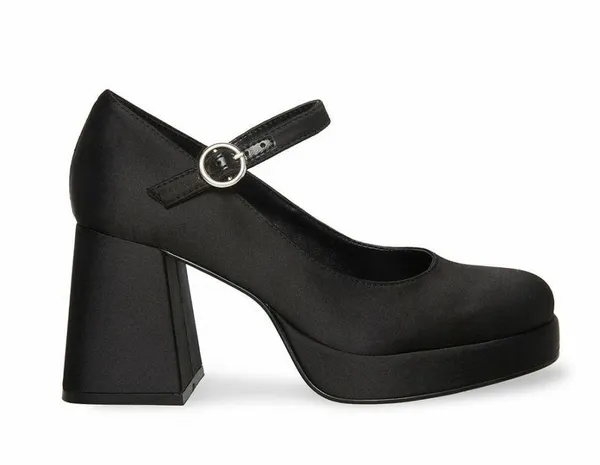 Steve Madden NWT MINGLE Black Satin Platform Mary Jane Heel. Size 9 - Image 4