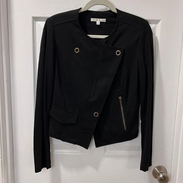 Cabi Black Asymmetrical Moto Jacket S Structured Zip Front‎ Ponte Stretch Career - Image 7