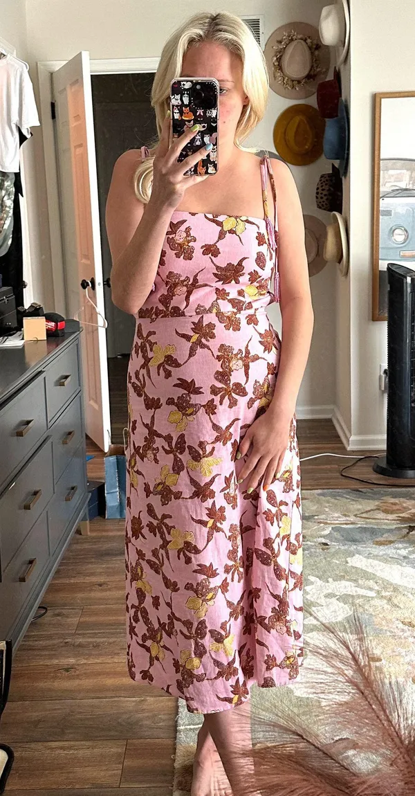 House of Harlow Pink Print Midi Dress - Image 3