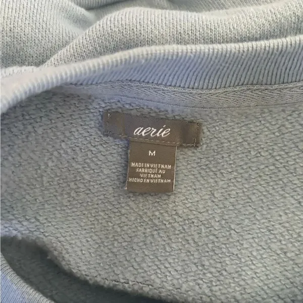 Aerie PARTY Sequin Graphic Crewneck Sweatshirt Light Blue Size M - Image 2