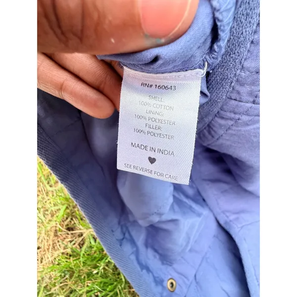 Amuse Society Quilted Snap Front Jacket Periwinkle Blue Palm‎ Tree Logo L/XL - Image 4