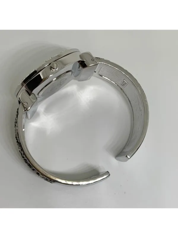 Waltham SilverTone cuff bracelet watch 38mm rhinestones quartz 7” running - Image 7