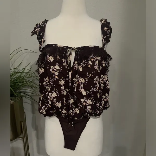NWT Free People Take It Away‎ Thong Bodysuit in Chocolate Merlot Sz Medium $68 - Image 6