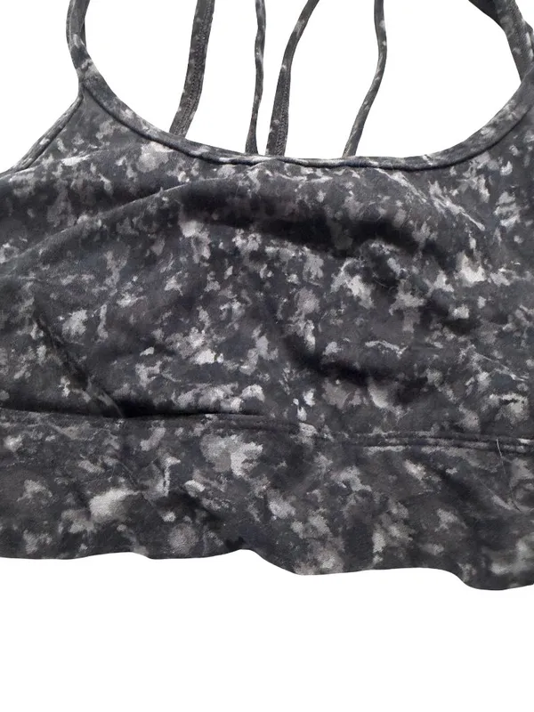 All In Motion Black Gray Marbled Strappy Crisscross Mesh Bra Yoga Medium Women's - Image 3